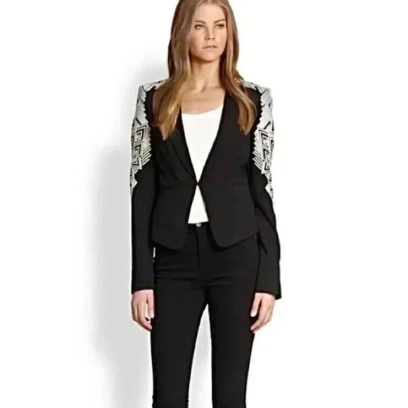 New REVOLVE BCBG MaxAzria Bolero Blazer Embroidered Crop 90s Y2K Tailored Boho - Picture 6 of 17